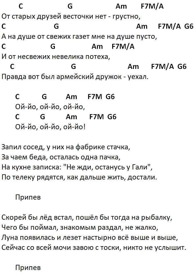 чайф ой йо под гитару аккорды текст