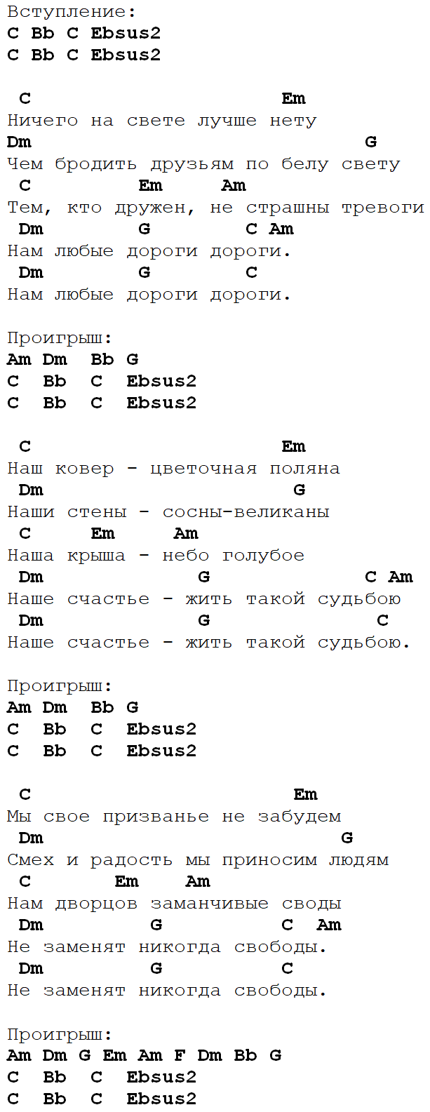 Аккорды песни ничего на свете